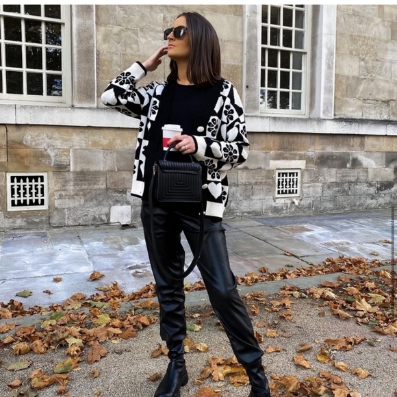 ZARA JACQUARD HEART KNIT JACKET - Picture 8 of 11